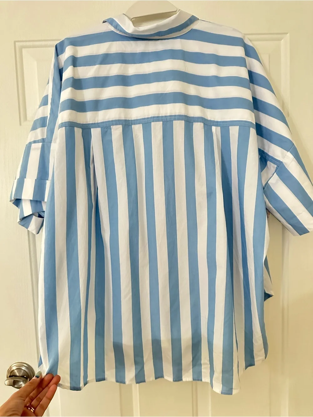 Loft Striped Henley Dolman Everyday Oversized Shirt Top Size Large NWT - Picture 9 of 9